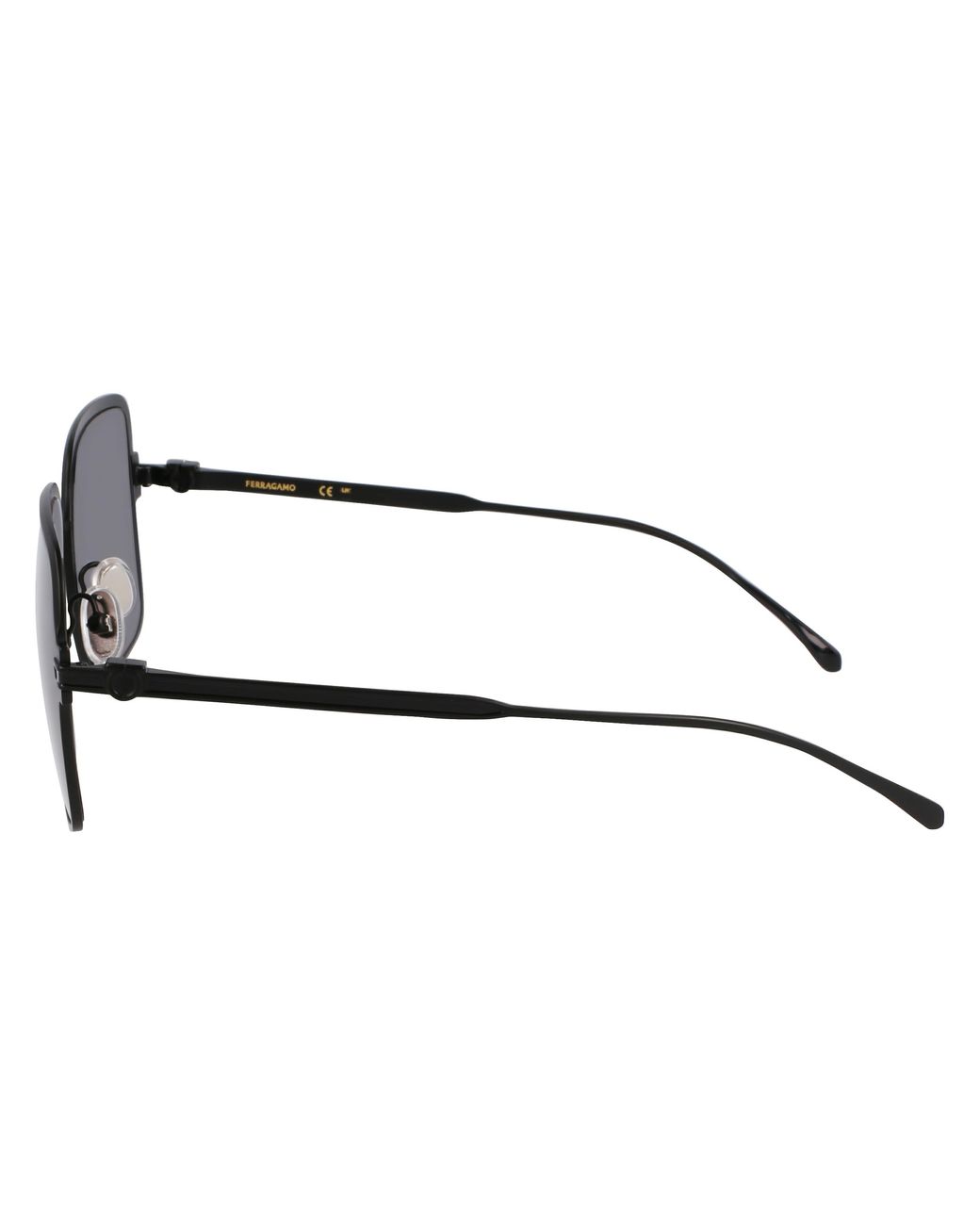 Ferragamo Black Sf317S 002 Sunglasses Metal Squared Normal
