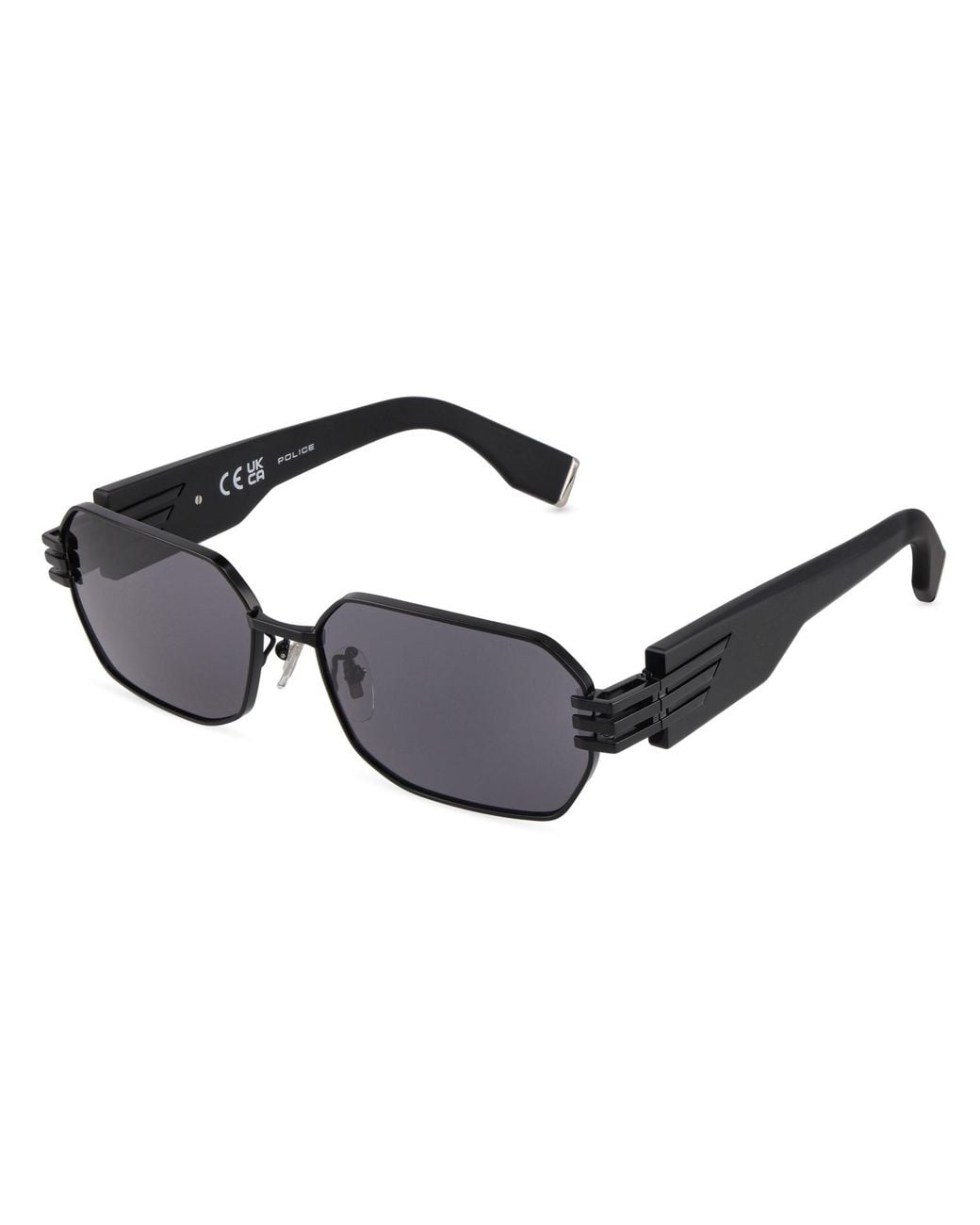 Police Black Splu79 530 Sunglasses Metal Smoke Geometric Normal for men