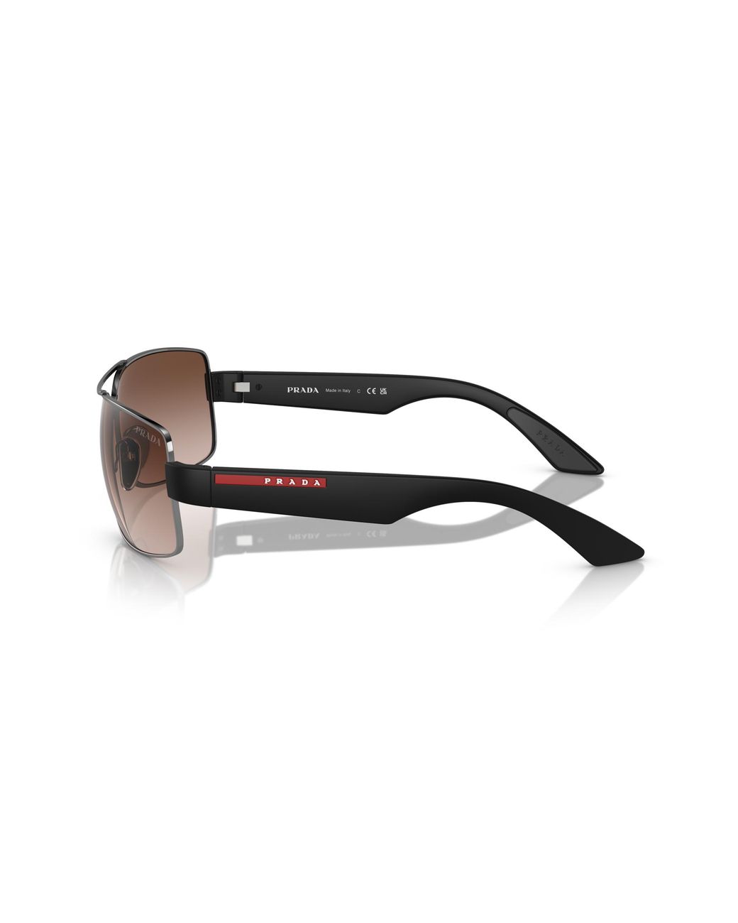 Prada Linea Rossa Black Ps 50Zs 5Av02P Sunglasses Metal Pillow Normal Shaded for men