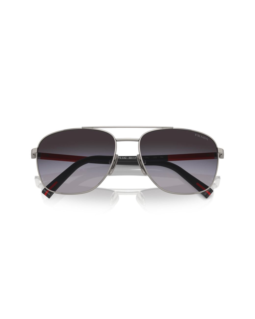 Prada Linea Rossa Black Ps 54Zs 5Av09U Sunglasses Steel Round Normal Shaded for men