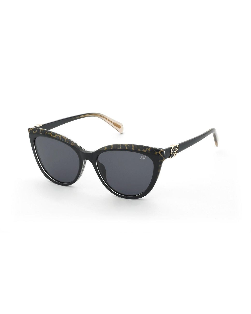 Blumarine Black Sbm900 0Alf Sunglasses Acetate Smoke Butterfly Normal