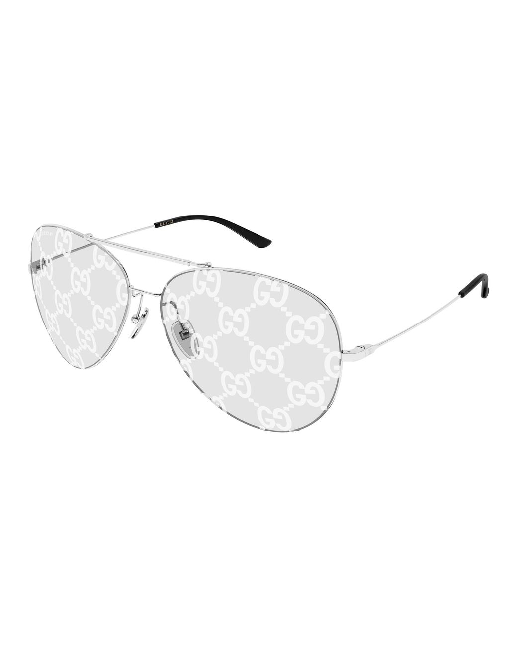 Gucci Black Gg2172S 001 Sunglasses Metal Transparent Pilot for men