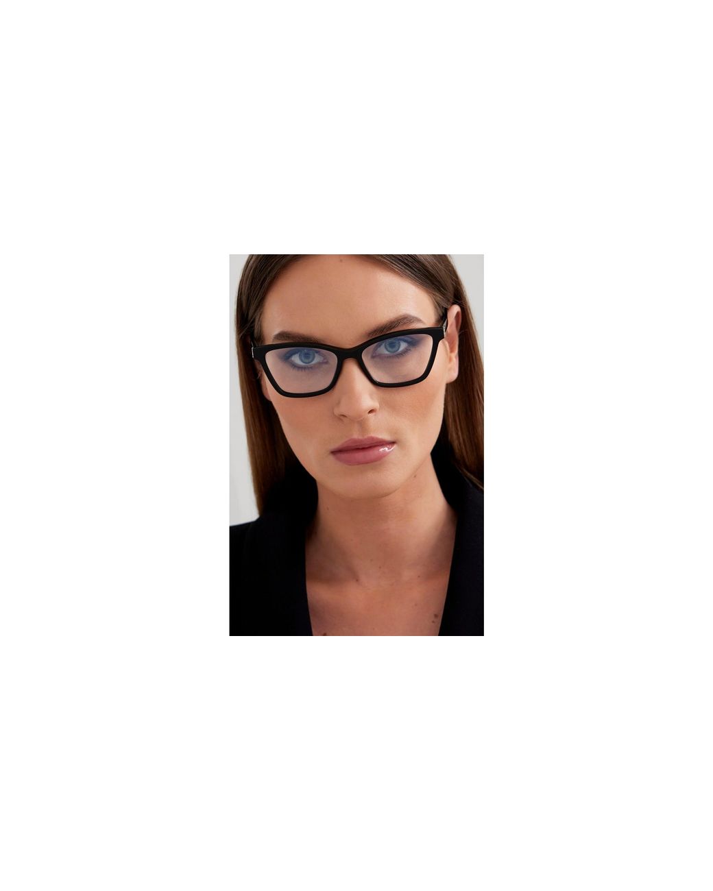 Saint Laurent Black Sl M128 001 Optical Frames Acetate Transparent Cat Eye Anti-Glare "Antiriflesso"