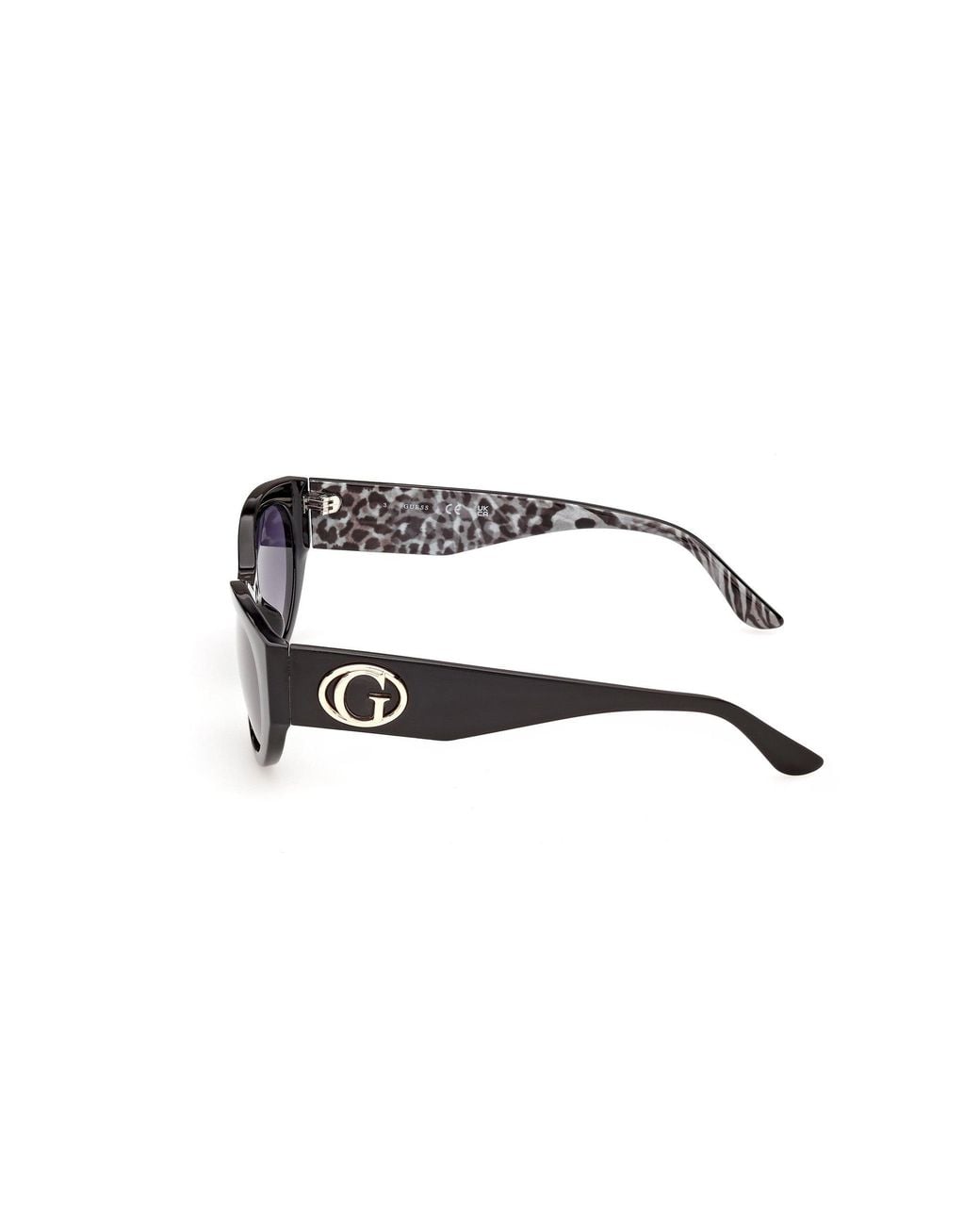 Guess Black Gu00362 01B Sunglasses Injected Smoke Round Normal