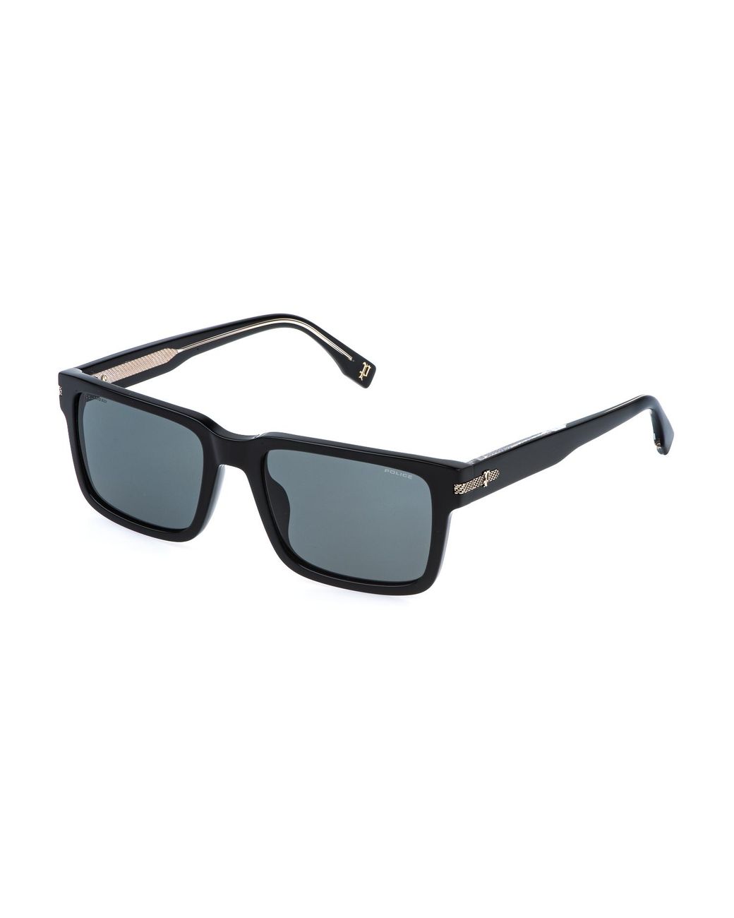 Police Black Splr75 Grind 2 700P Sunglasses Acetate Smoke Squared for men