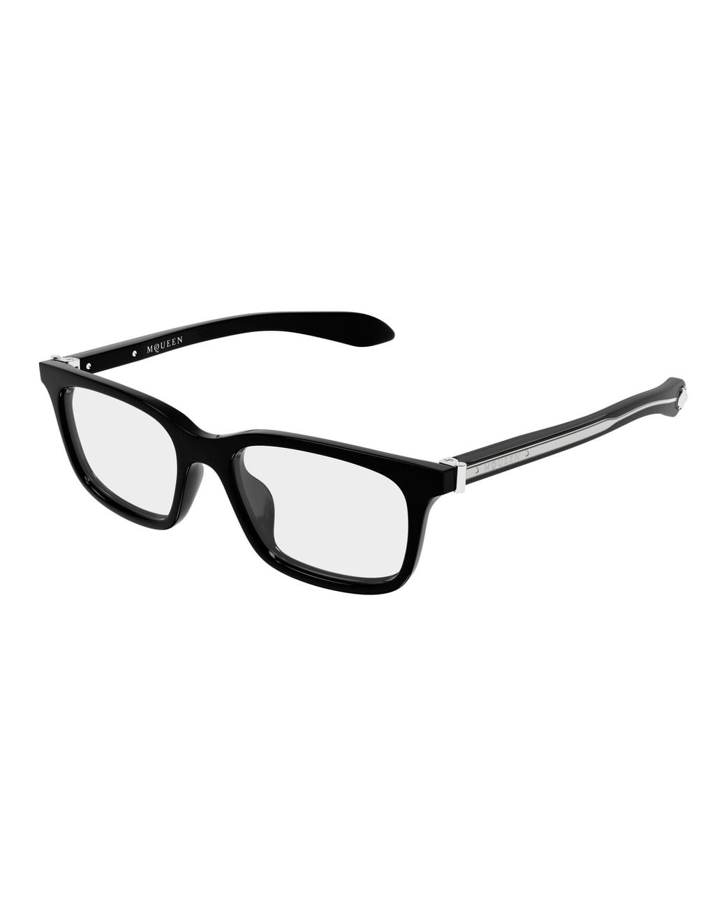 McQueen Black Am0587O 001 Optical Frames Acetate Transparent Squared for men