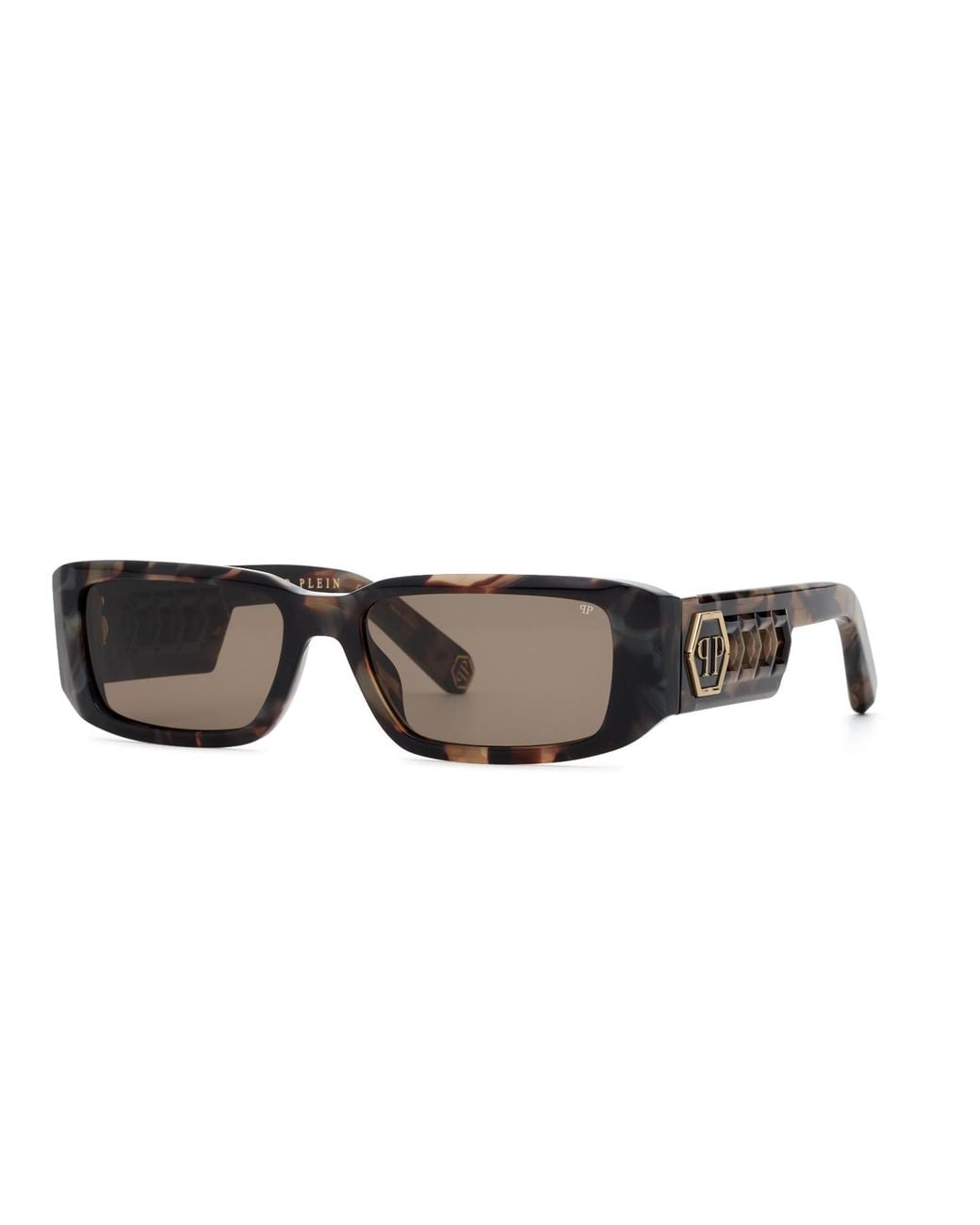 Philipp Plein Black Spp240M Plein Icon Edge 03Ka Sunglasses Acetate Squared Normal