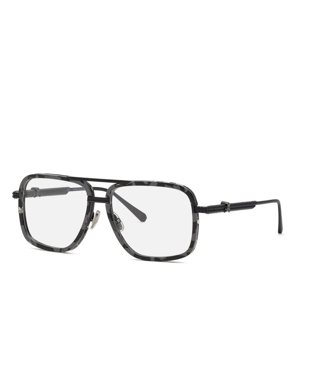 Philipp Plein Black Vpp063V Plein Rock Superhero 599 Optical Frames Metal Squared for men