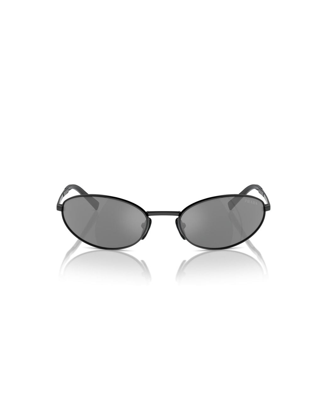 Prada Black Pr A59S 1Ab60G Sunglasses Steel Round Mirrored Mirror