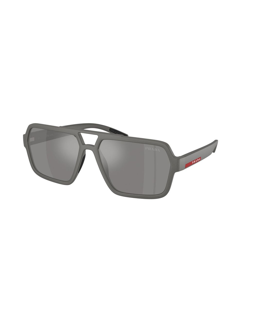 Prada Linea Rossa Black Ps A06S 16X7W1 Sunglasses Injected Pilot Mirrored for men