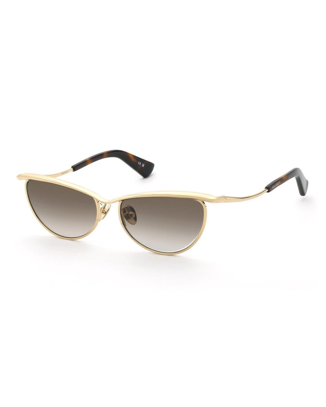 Nina Ricci Black Snr406 300Y Sunglasses Metal Cat Eye Normal Nuanced