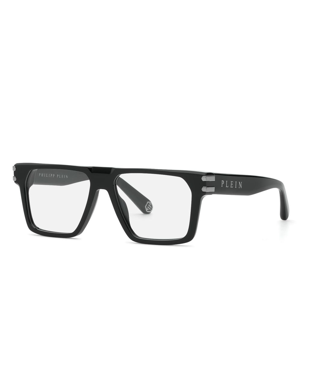 Philipp Plein Black Vpp224 Plein Icon 700 Optical Frames Acetate Squared for men