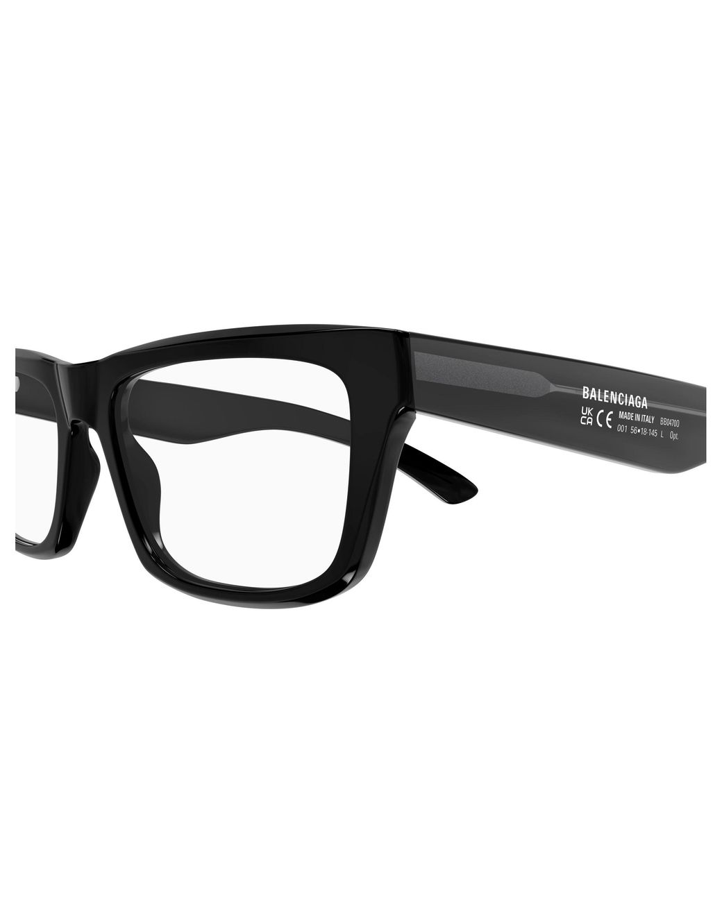 Balenciaga Black Bb0470O 001 Optical Frames Acetate Transparent Squared for men