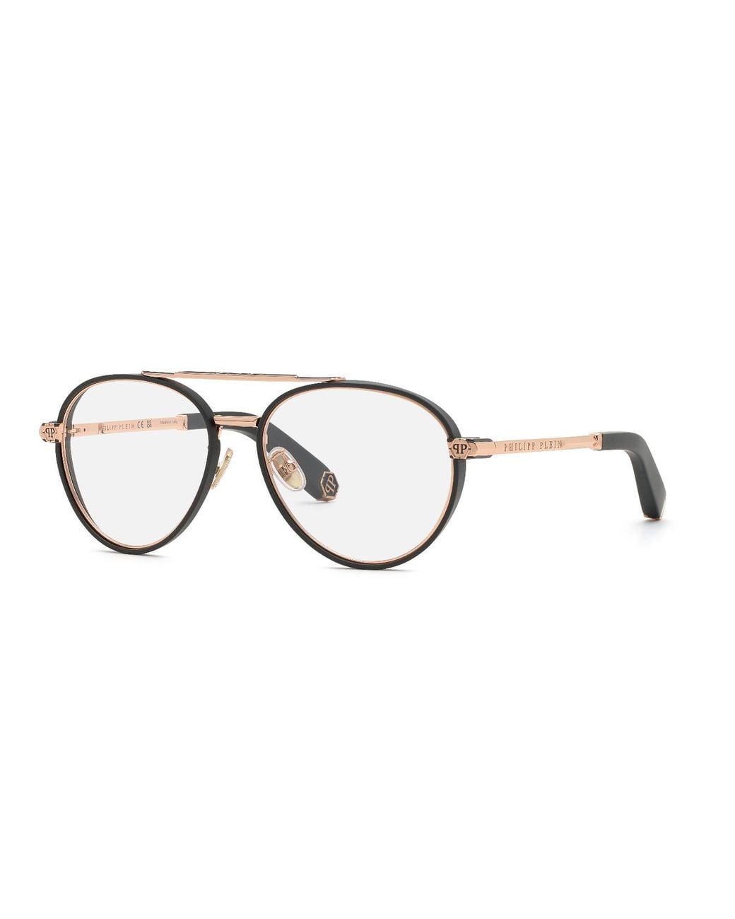 Philipp Plein Black Vpp137M Plein Light 0L46 Optical Frames Metal Pilot for men