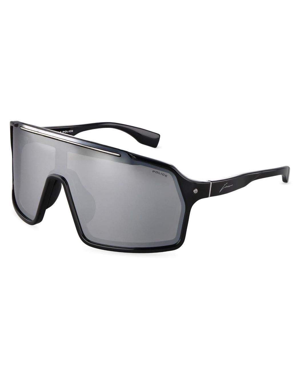 Police Black Splu84 Zac 1 Z42X Sunglasses Injected Smoke Mask Normal Mirrored for men