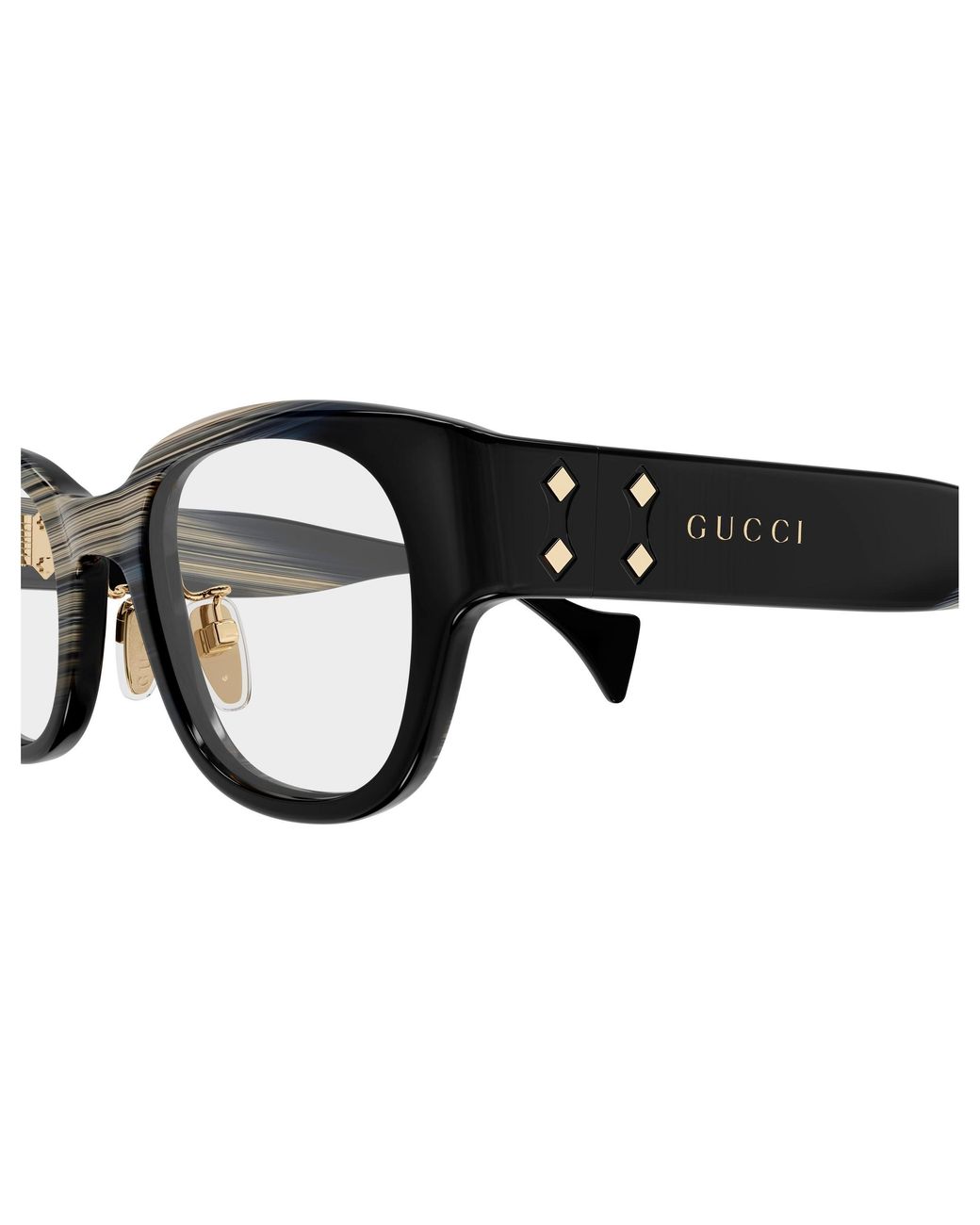Gucci Black Gg2001Oj 003 Optical Frames Acetate Transparent Round for men