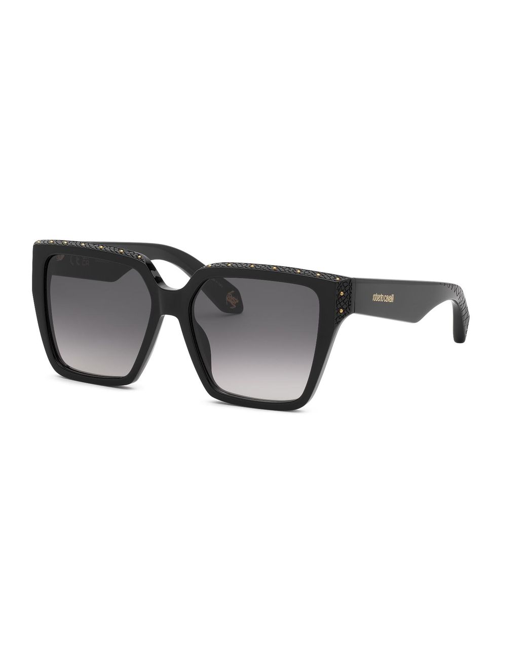 Roberto Cavalli Black Src156V 700Y Sunglasses Acetate Smoke Squared Normal Nuanced