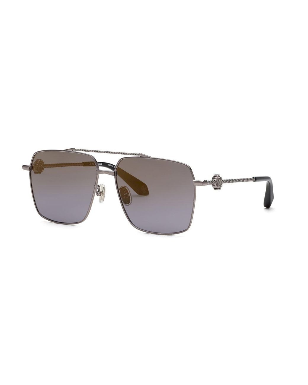 Roberto Cavalli Black Src036V 568G Sunglasses Metal Smoke Squared Normal Shaded