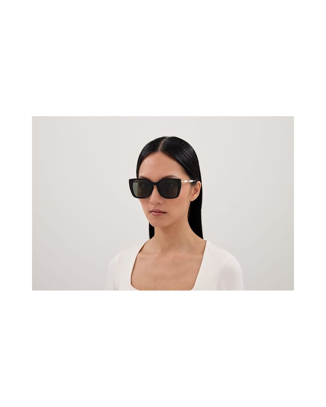Gucci Black Gg1971Sa Square Pearl Sunglasses