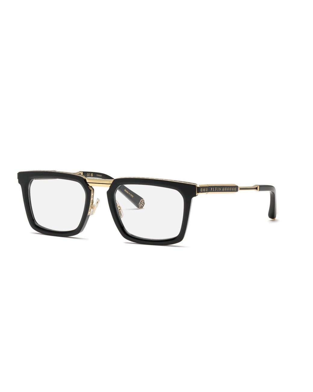 Philipp Plein Black Vpp158M Plein Legacy 700 Optical Frames Metal Squared for men