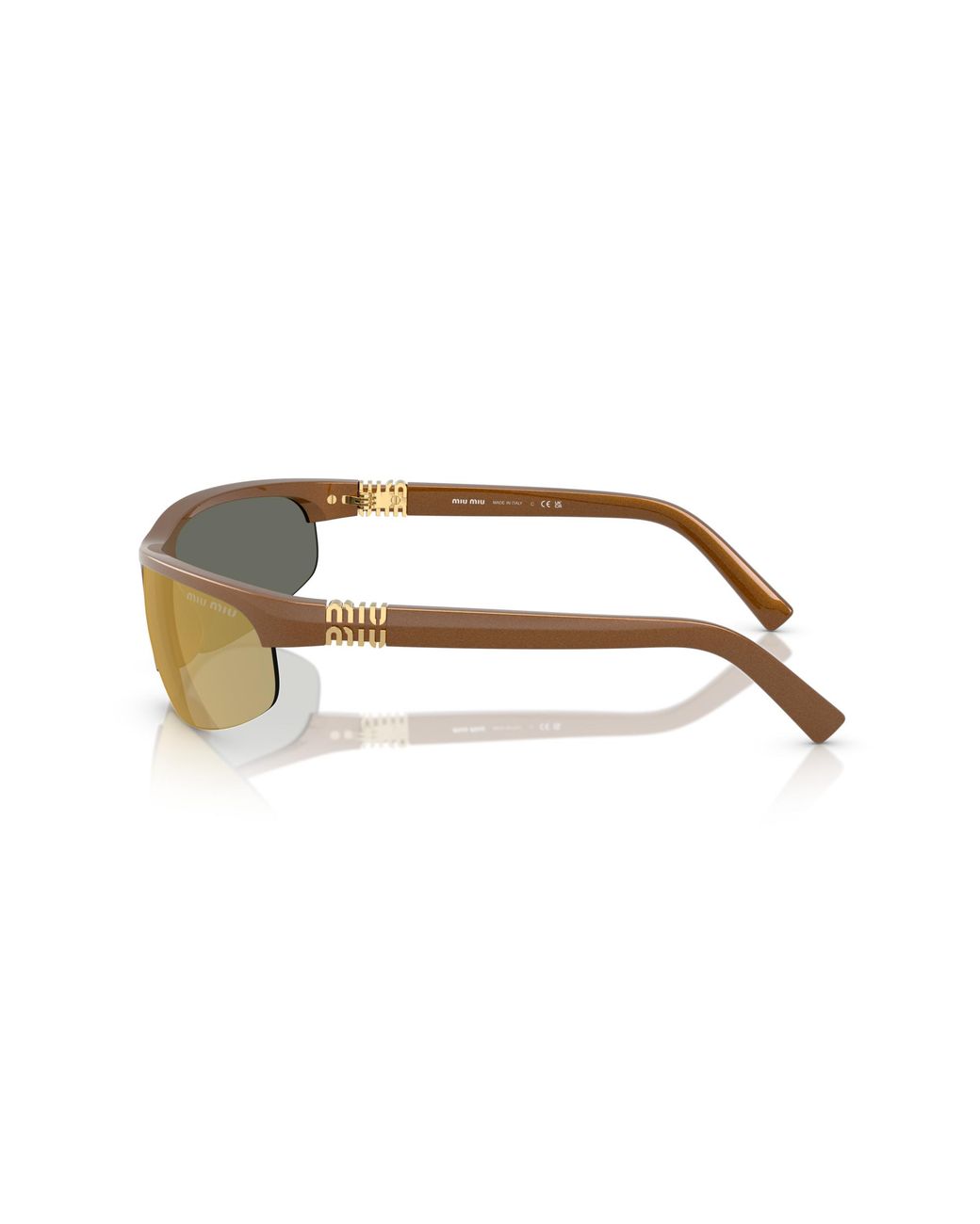 Miu Miu Black Mu A02S 16Y8G1 Sunglasses Injected Round Mirrored