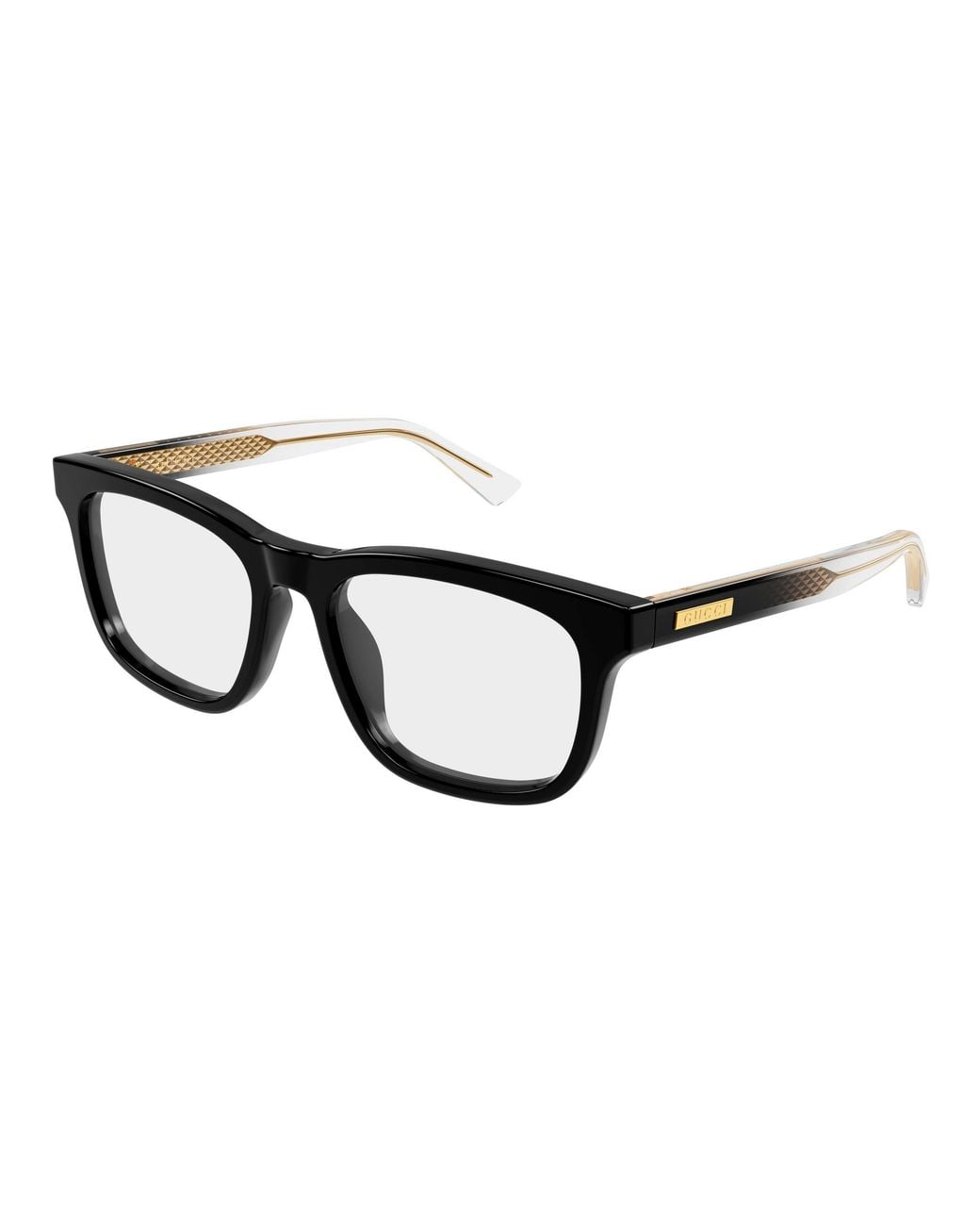 Gucci Black Gg2250Ol 007 Optical Frames Acetate Transparent Squared for men