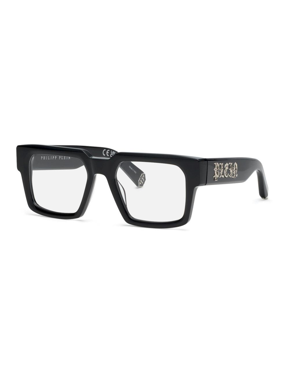 Philipp Plein Black Vpp156M Plein Master 700 Optical Frames Acetate Squared for men