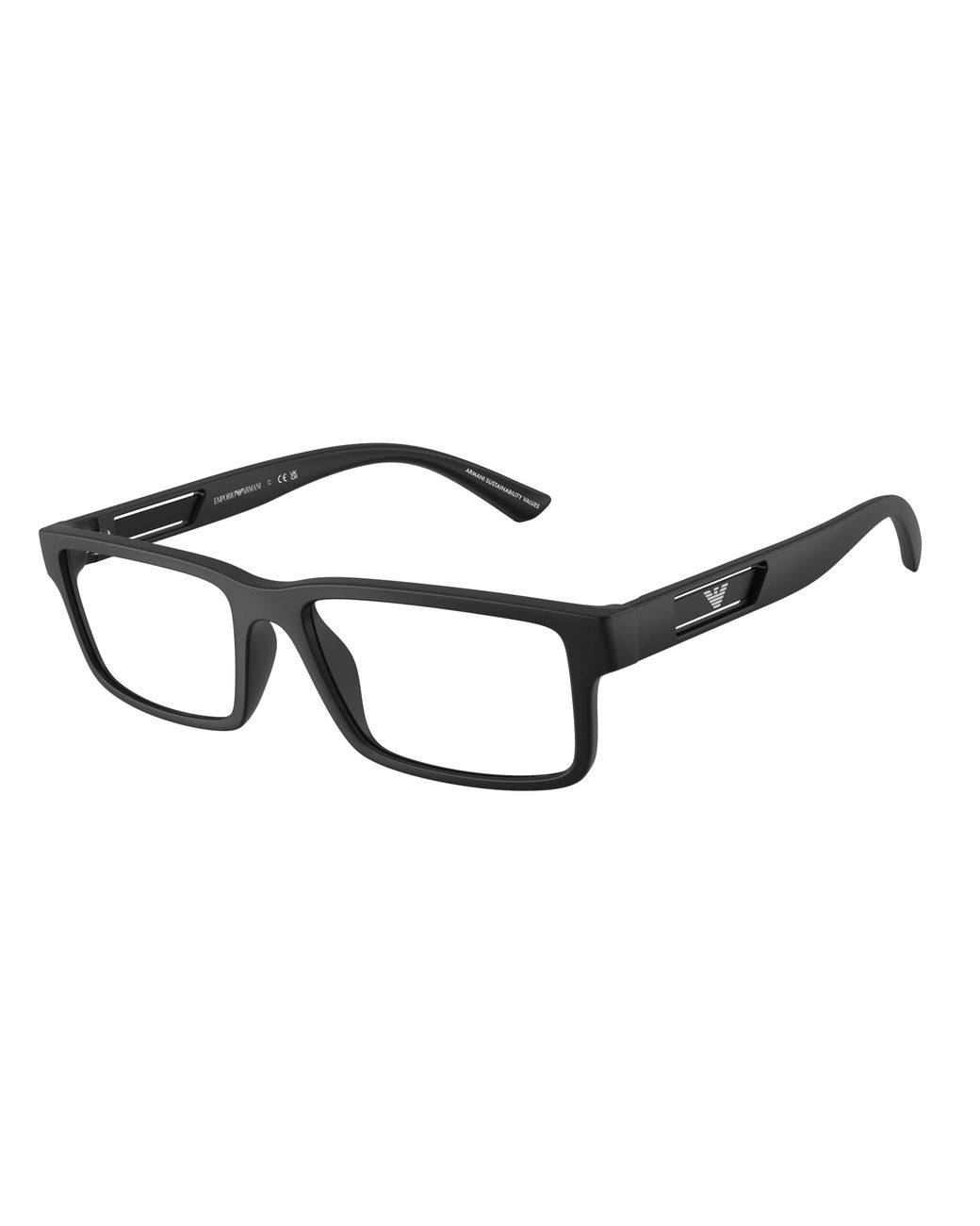 Emporio Armani Black Ea3278 5017 Optical Frames Injected Transparent Squared Normal for men