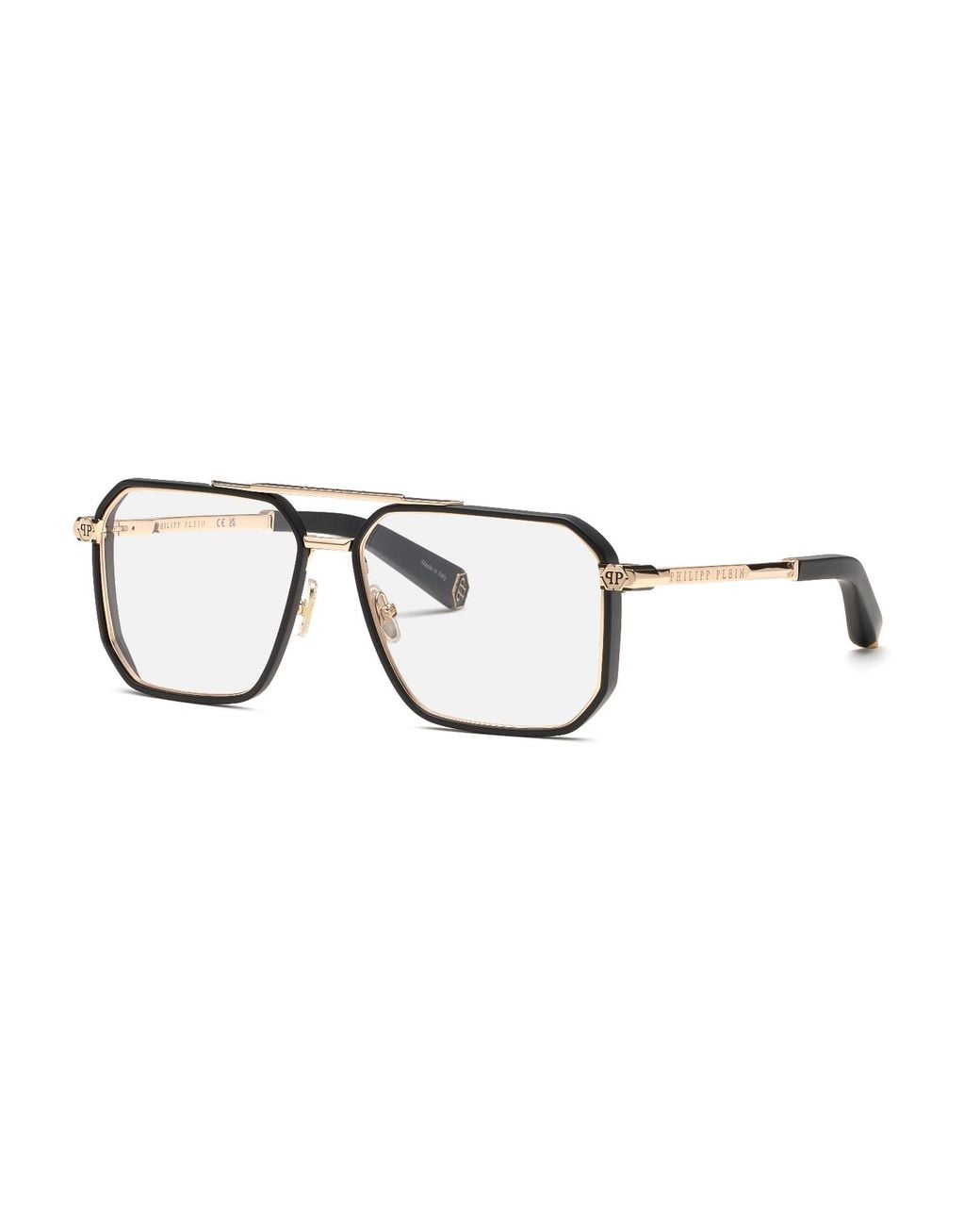Philipp Plein Black Vpp197M Plein Light 300 Optical Frames Metal Geometric for men