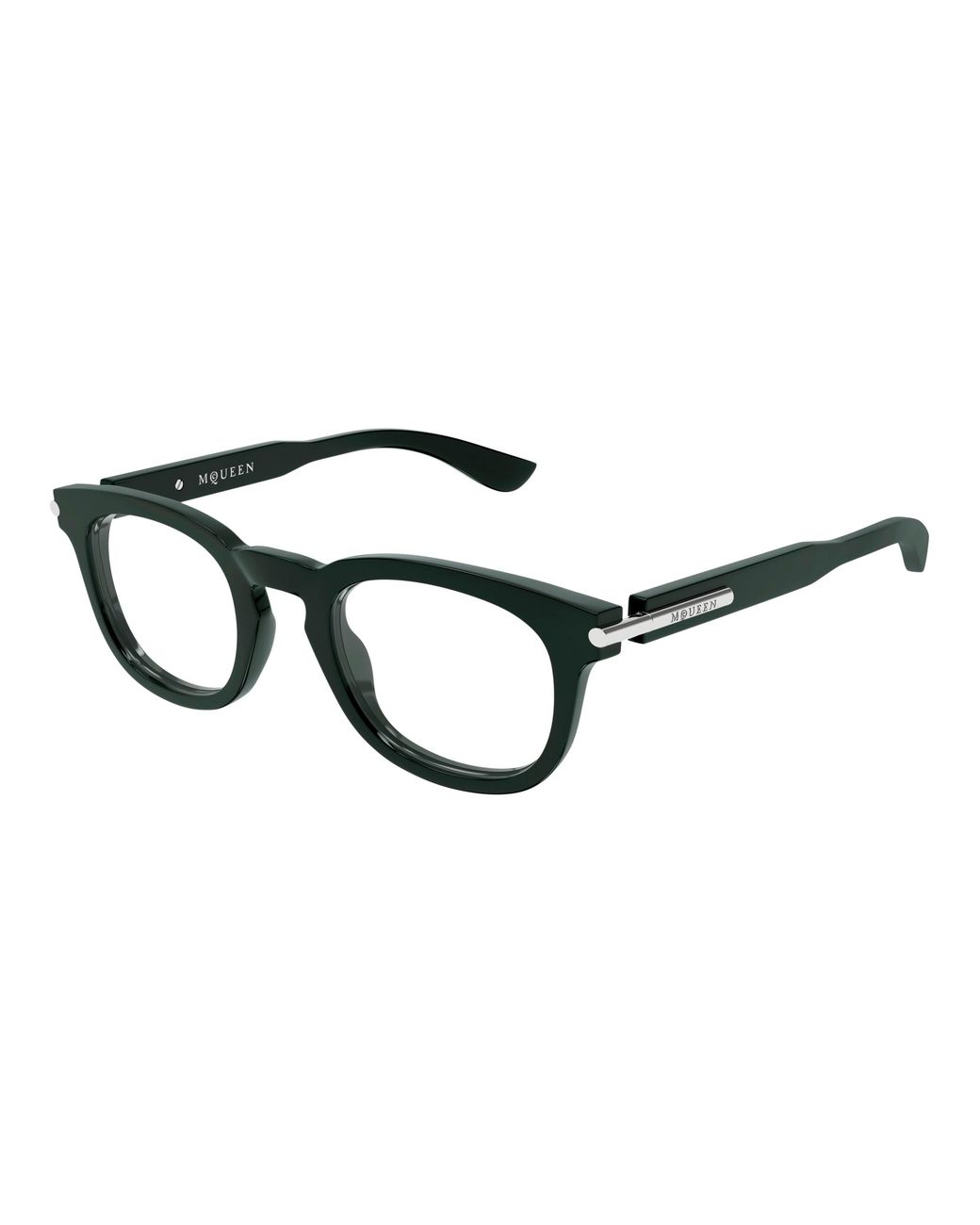 McQueen Black Am0498O 004 Optical Frames Acetate Transparent Round for men