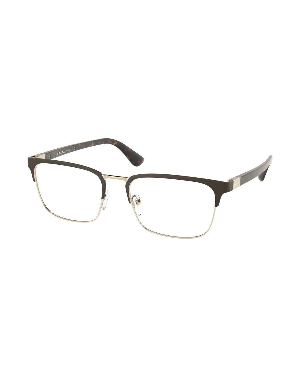 Prada Black Pr 54Tv 01U1O1 Optical Frames Metal Squared Normal for men