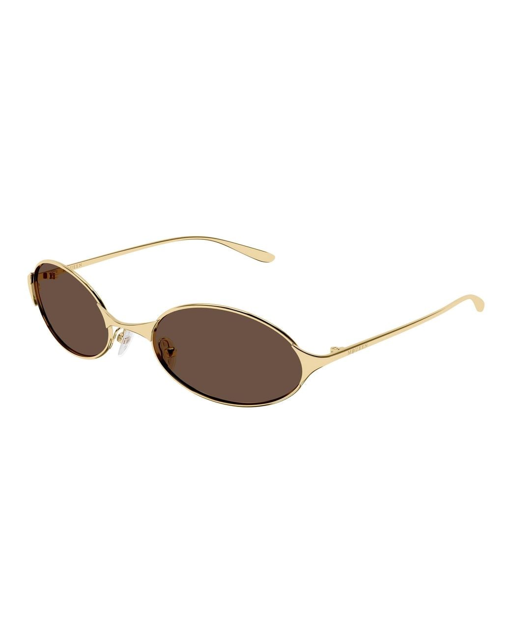 McQueen Black Am0589S 002 Occhiali Da Sole Metallo Marrone Rotonda