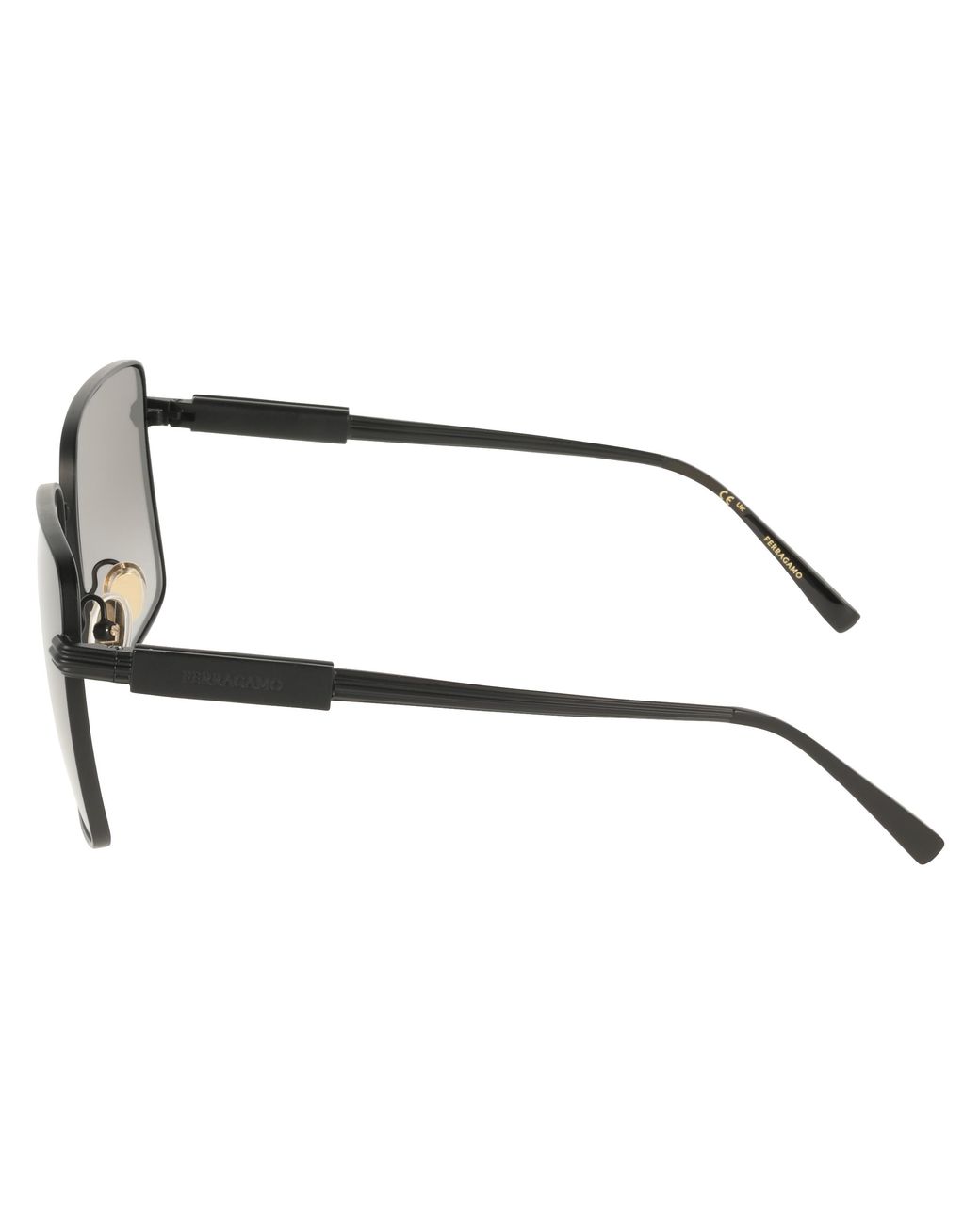 Ferragamo Black Sf330S 002 Sunglasses Metal Squared Normal