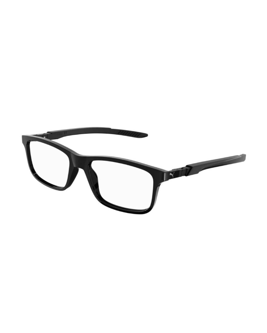 PUMA Black Pu0362O 001 Optical Frames Acetate Transparent Squared for men