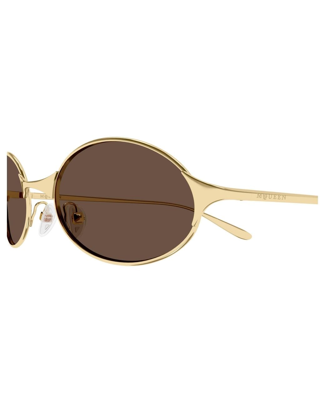 McQueen Black Am0589S 002 Occhiali Da Sole Metallo Marrone Rotonda