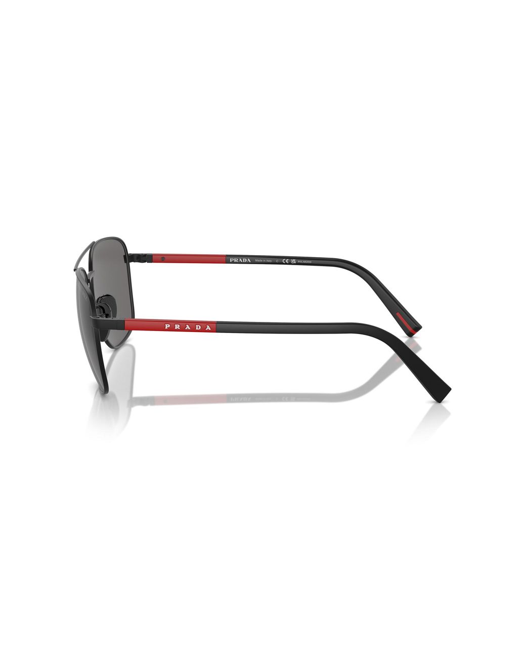 Prada Linea Rossa Black Ps 54Zs 1Bo02G Sunglasses Steel Round Polarized for men