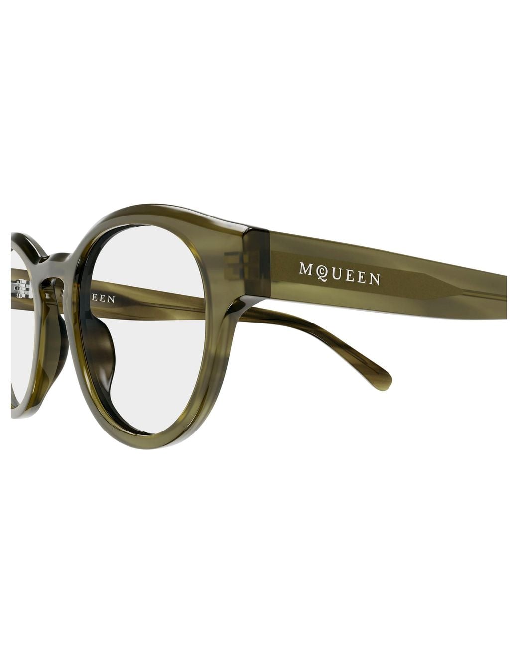 McQueen Black Am0581O 003 Montature Da Vista Acetato Trasparente Rotonda