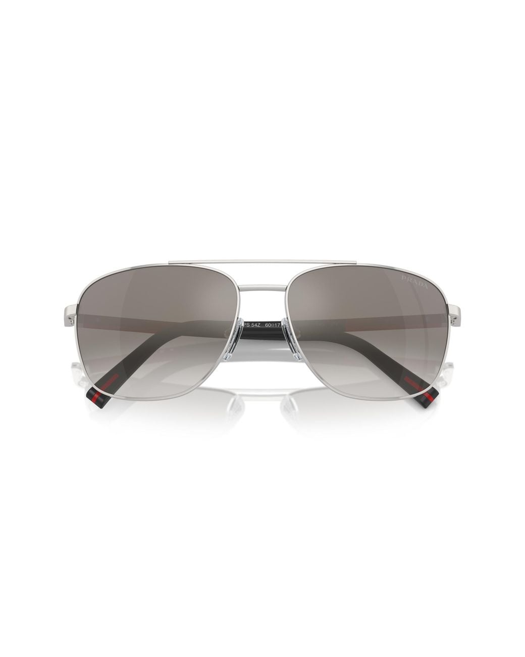 Prada Linea Rossa Black Ps 54Zs 1Bc02M Sunglasses Steel Round Mirrored Shaded for men