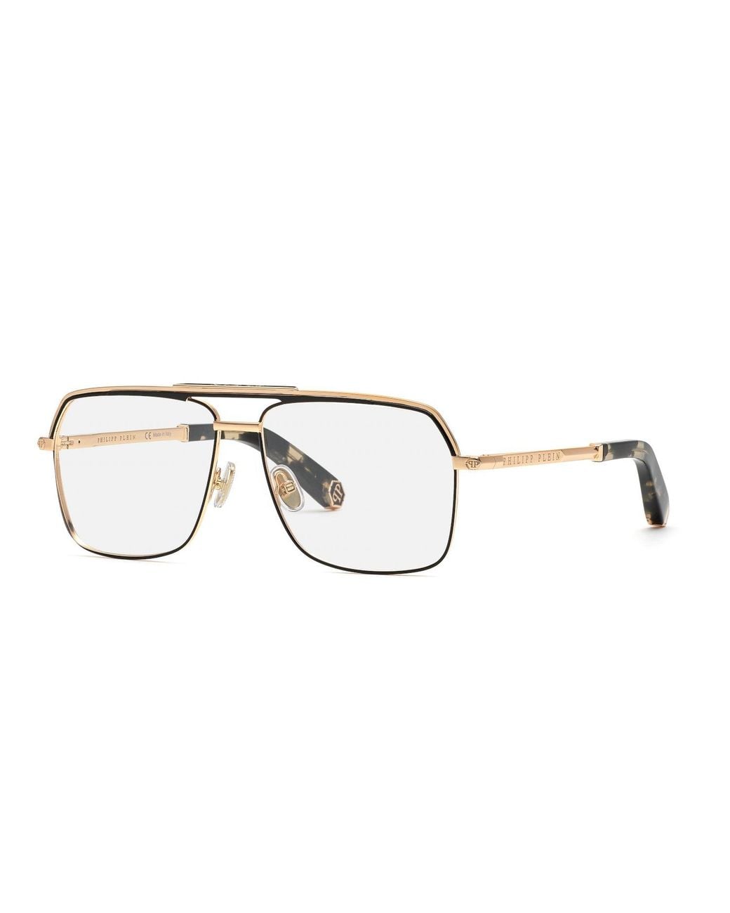 Philipp Plein Black Vpp085M Pure Plein 02Am Optical Frames Metal Squared for men