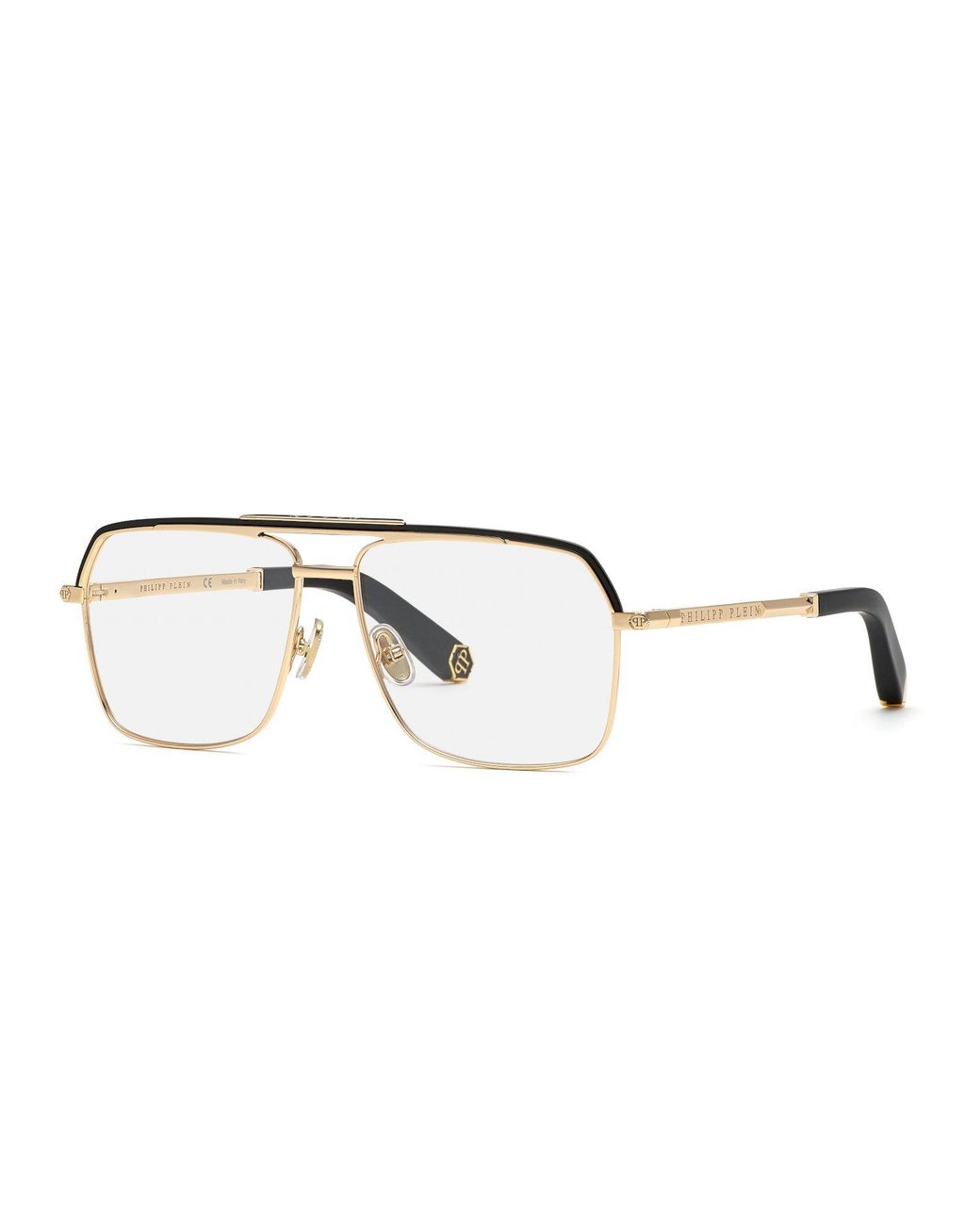 Philipp Plein Black Vpp085M Pure Plein 302 Optical Frames Metal Squared for men