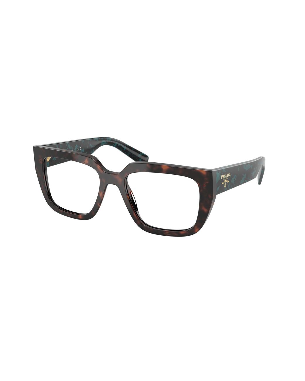 Prada Black Pr A03V 18Z1O1 Optical Frames Acetate Transparent Geometric Normal