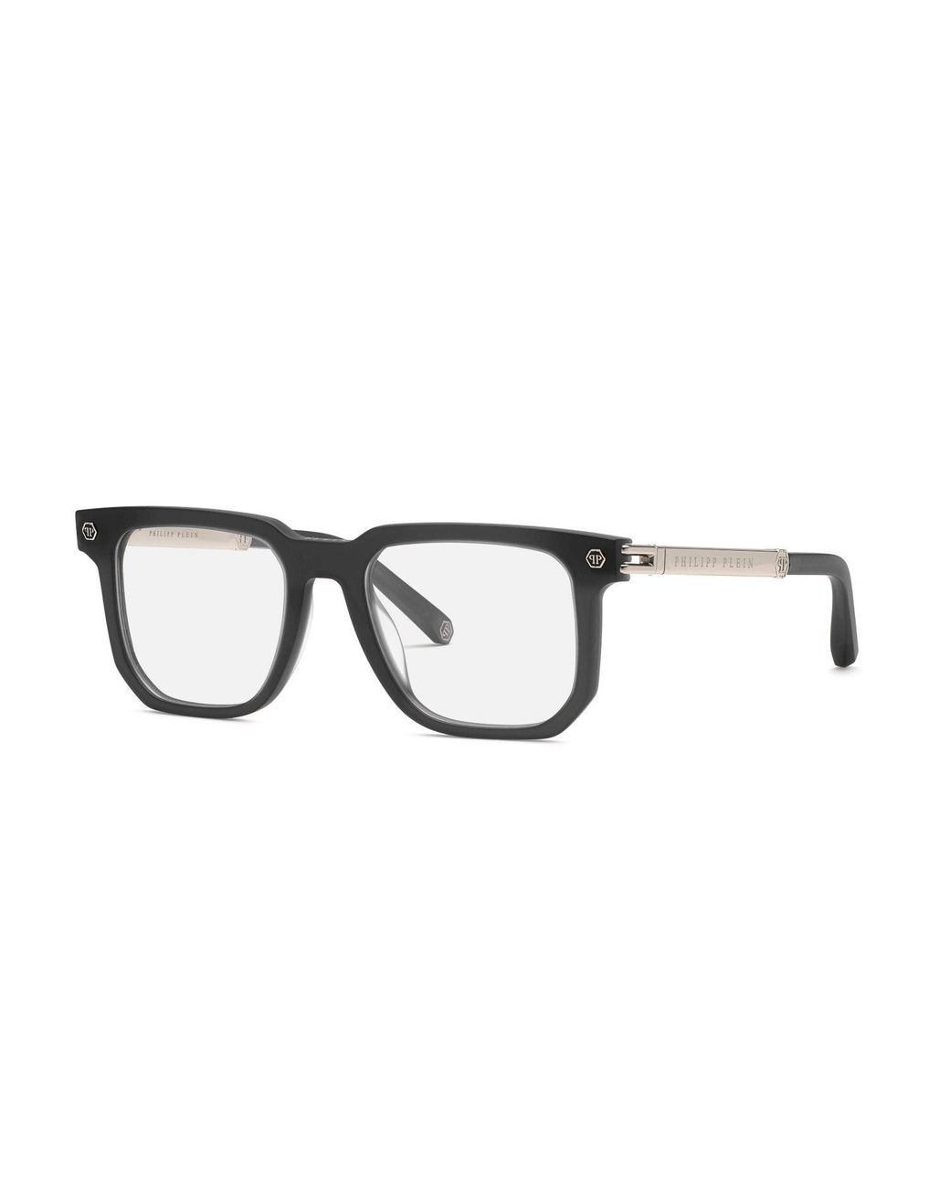 Philipp Plein Black Vpp196 Plein Legacy 705M Optical Frames Acetate Squared for men