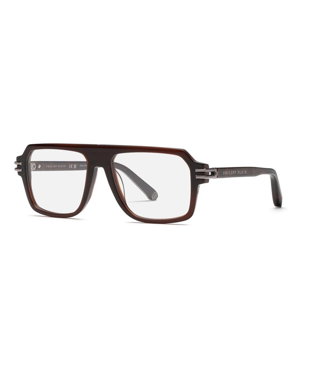 Philipp Plein Black Vpp195M Plein Icon 0Aak Optical Frames Acetate Squared for men