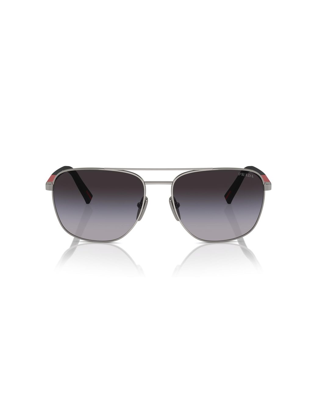 Prada Linea Rossa Black Ps 54Zs 5Av09U Sunglasses Steel Round Normal Shaded for men