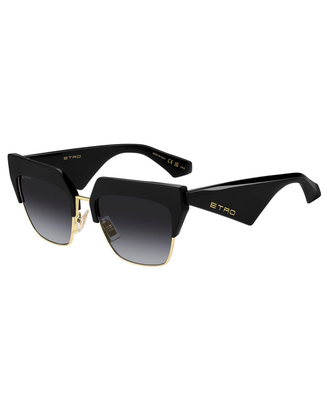 Etro Black Club 807/9O Sunglasses Metal Squared Normal Shaded