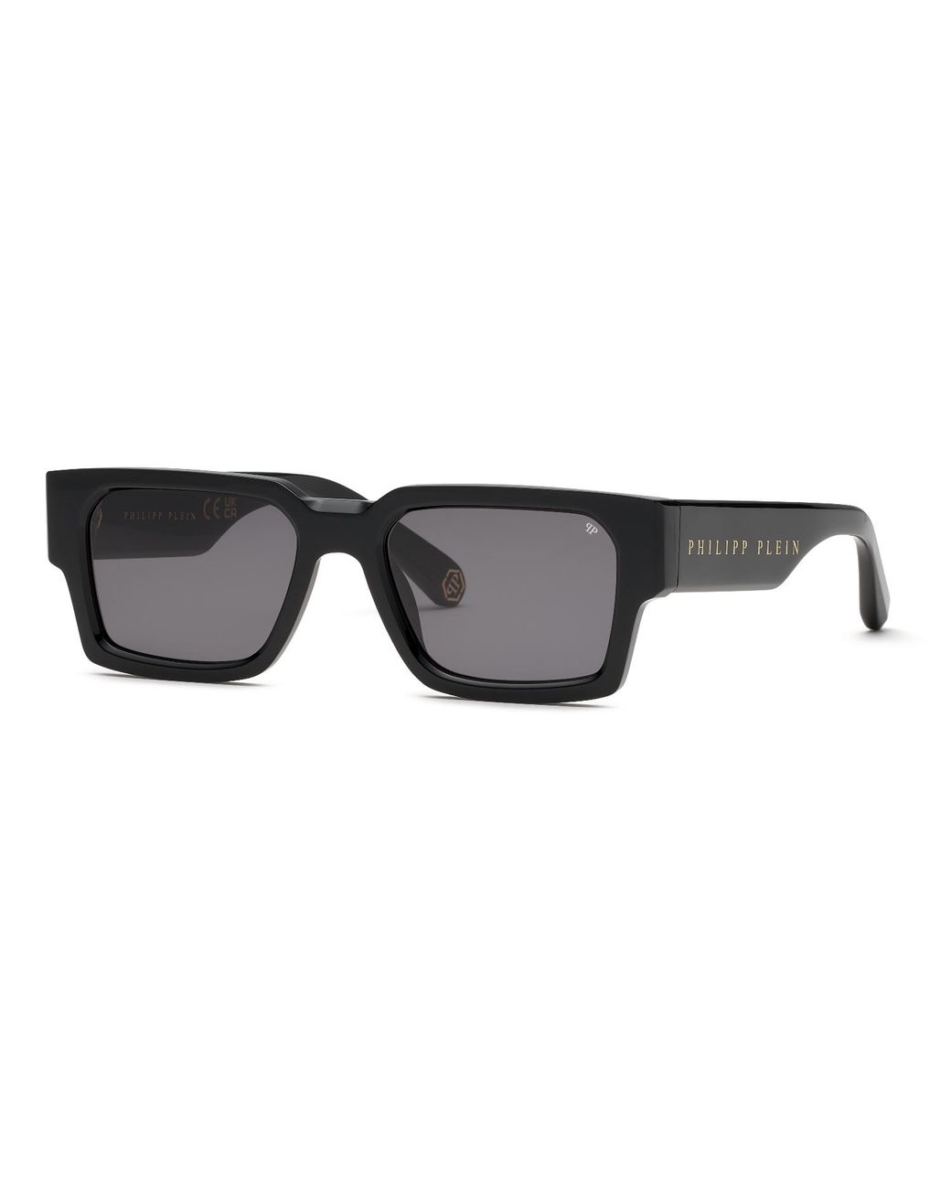 Philipp Plein Black Spp183M Plein Master 700 Sunglasses Acetate Smoke Squared Normal for men