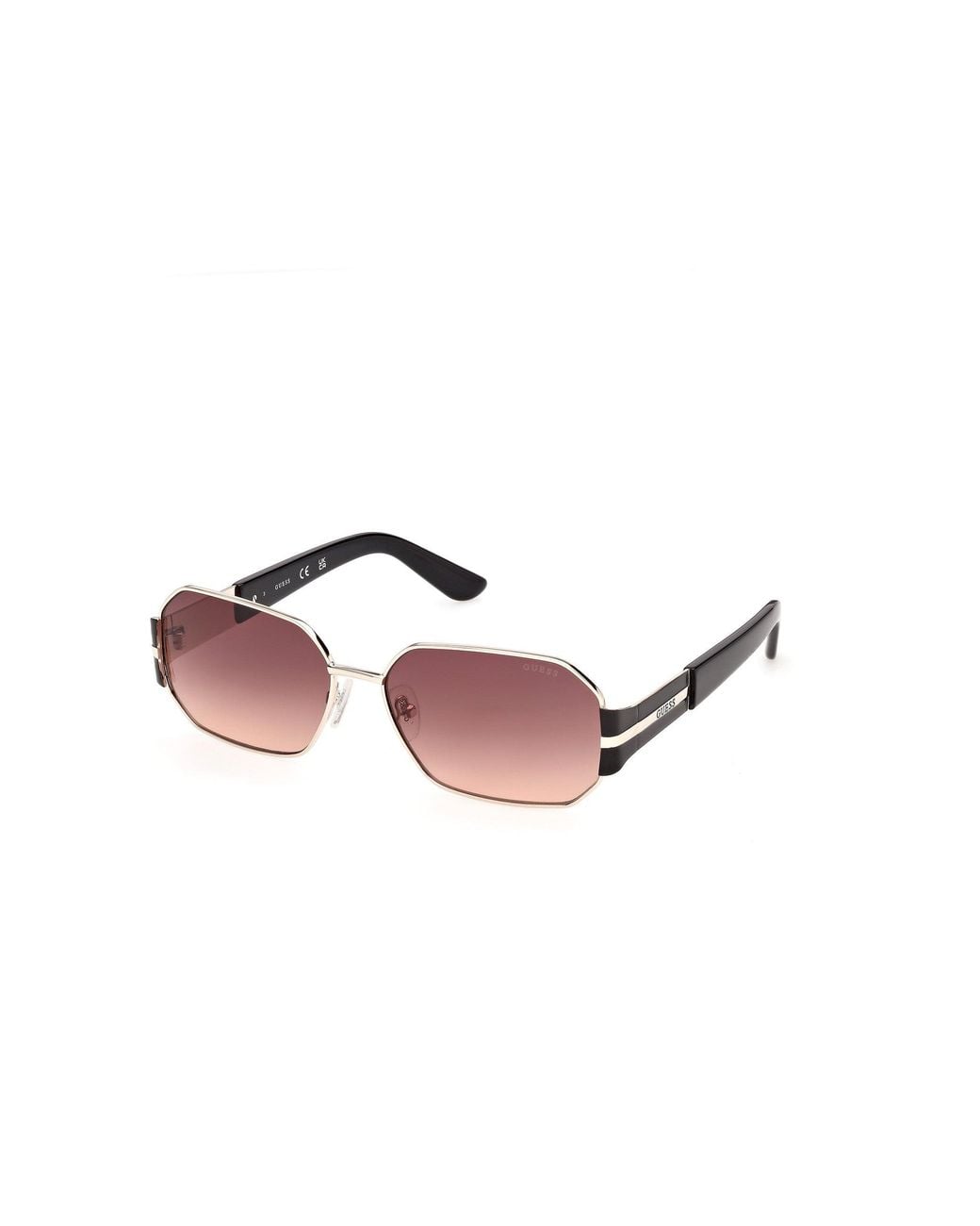 Guess Black Gu00356 32T Sunglasses Metal Bordeaux Geometric Normal