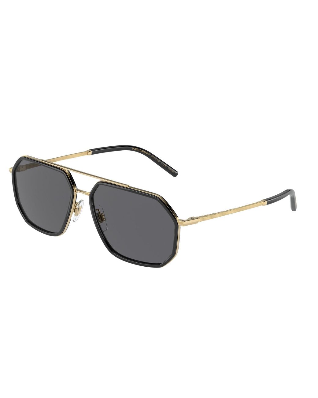 Dolce & Gabbana Black Dg2285 02/81 Sunglasses Metal Pilot Polarized for men