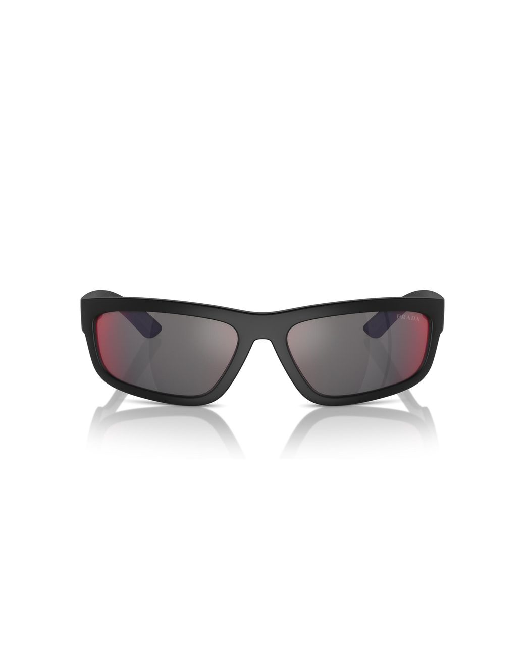 Prada Linea Rossa Black Ps 05Zs Dg008F Sunglasses Injected Squared Mirrored Mirror for men