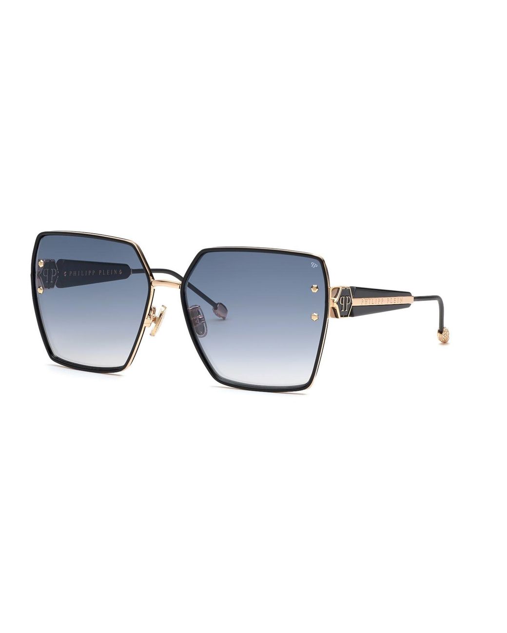 Philipp Plein Black Spp122W Plein Queen 300 Sunglasses Metal Geometric Mirrored Shaded